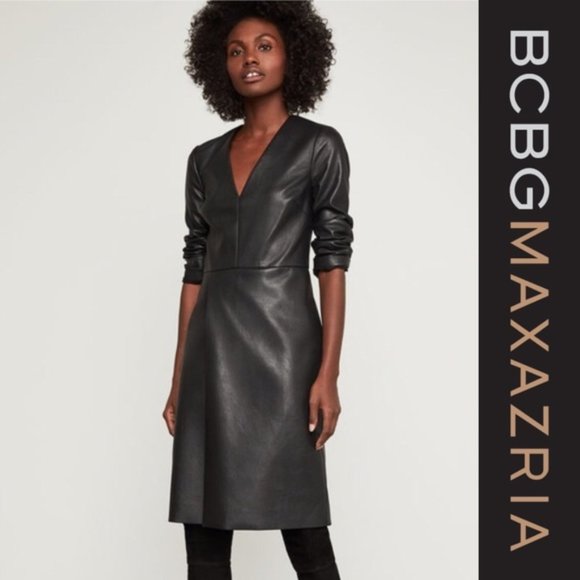 BCBGMaxAzria Dresses & Skirts - NEW BCBGMaxAzria Faux-Leather Shift Dress Size XS